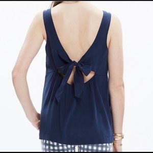 Madewell Blue Tank with Tie Back